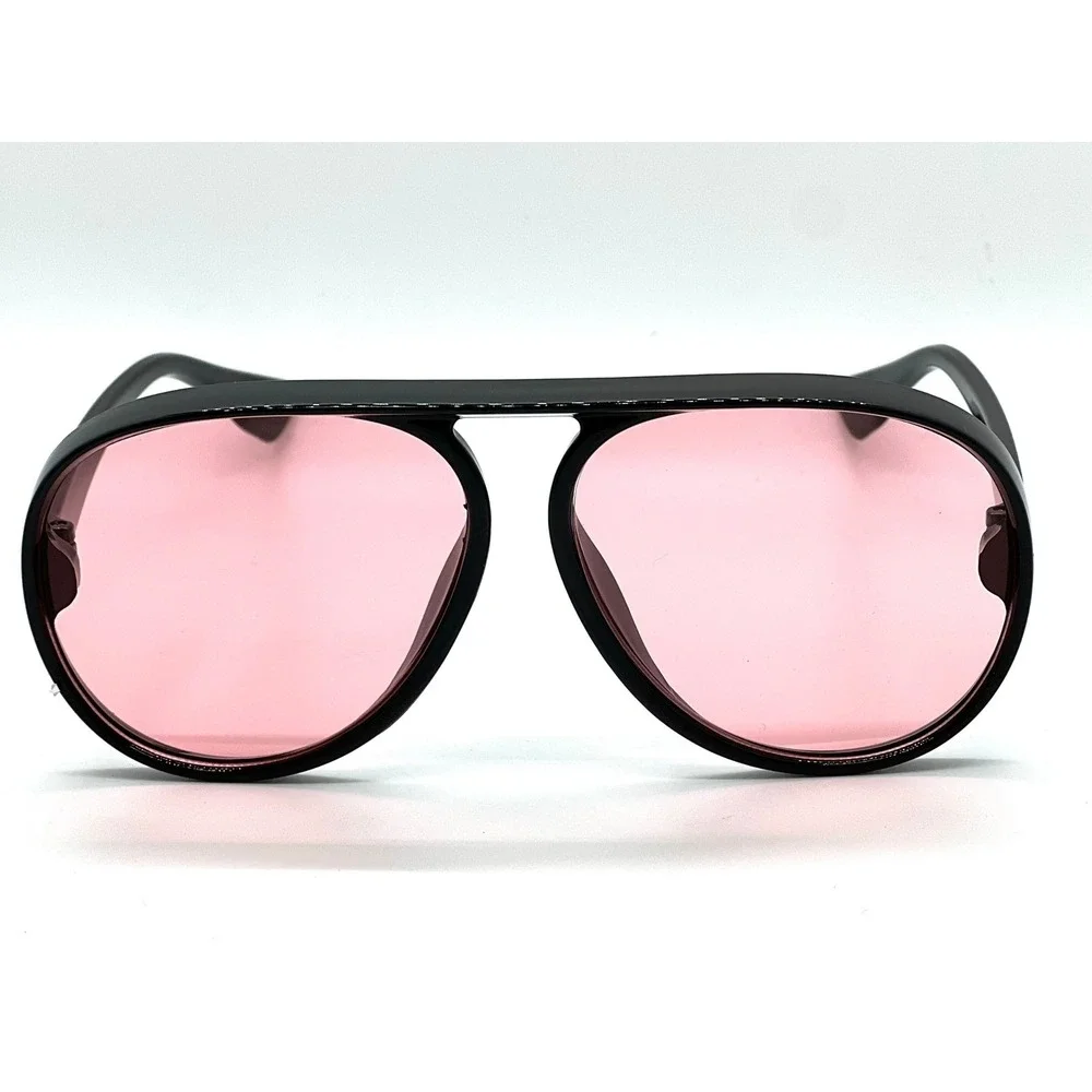 Pink Lens Sunglasses Fashion Round Men Shades Retro Thick Frame UV400 Lentes New